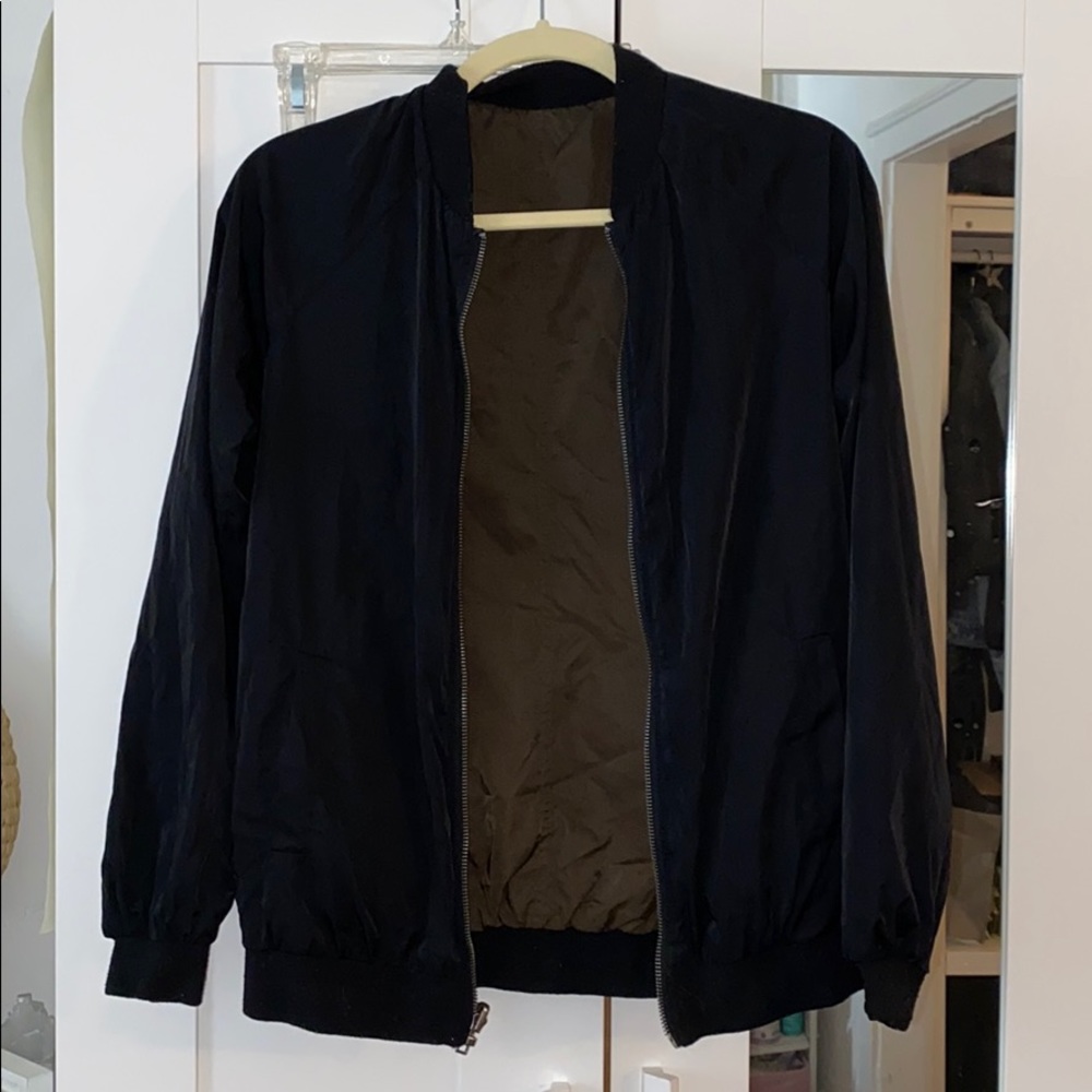 Reversible bomber jacket black/forest green